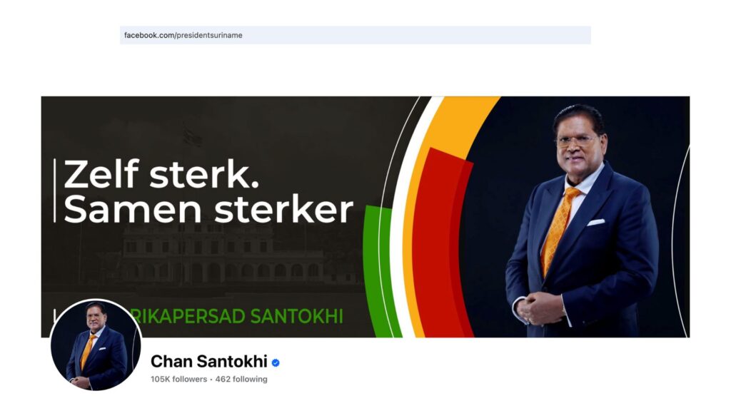 Santokhi nog steeds als president aangeduid in Facebook-URL